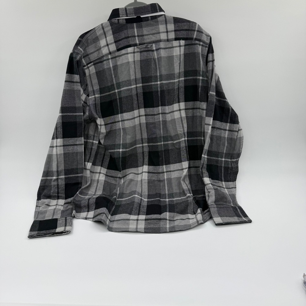 Woolrich Mens Granite Plaid Flannel Button Down Shirt Grey Black White Large NEW - Picture 2 of 11